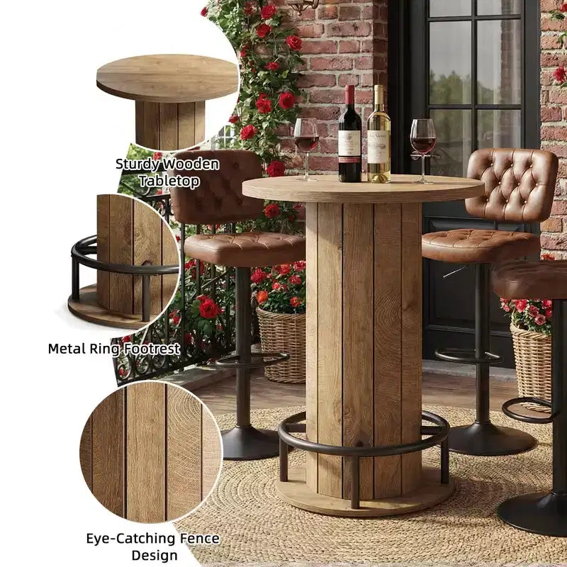 Table de bistrot ronde en MDF 79 cm (diamètre) × 99 cm (H)