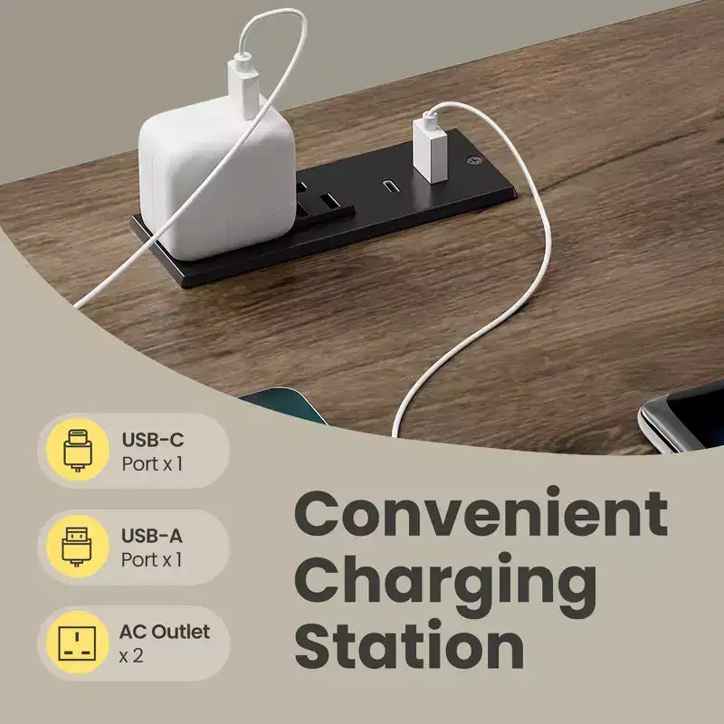 Table de chevet à 3 tiroirs en MDF avec station de charge 23,6"L × 24,8"H