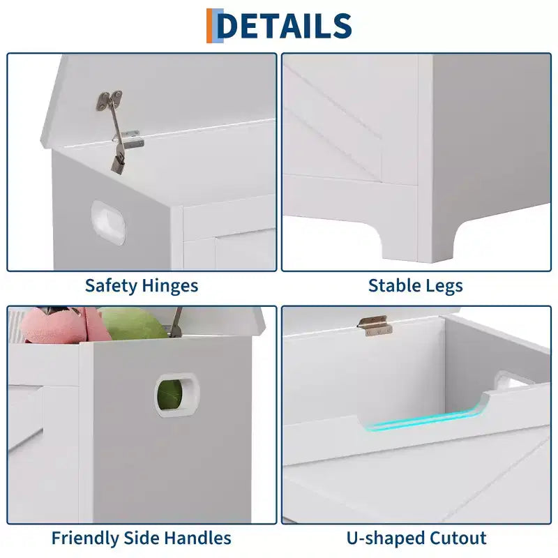 Tabouret de rangement en MDF avec pieds façonnés de 60 cm de haut