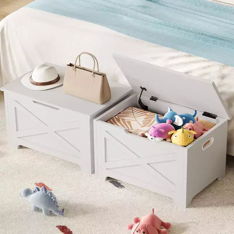 Tabouret de rangement en MDF avec pieds façonnés de 60 cm de haut