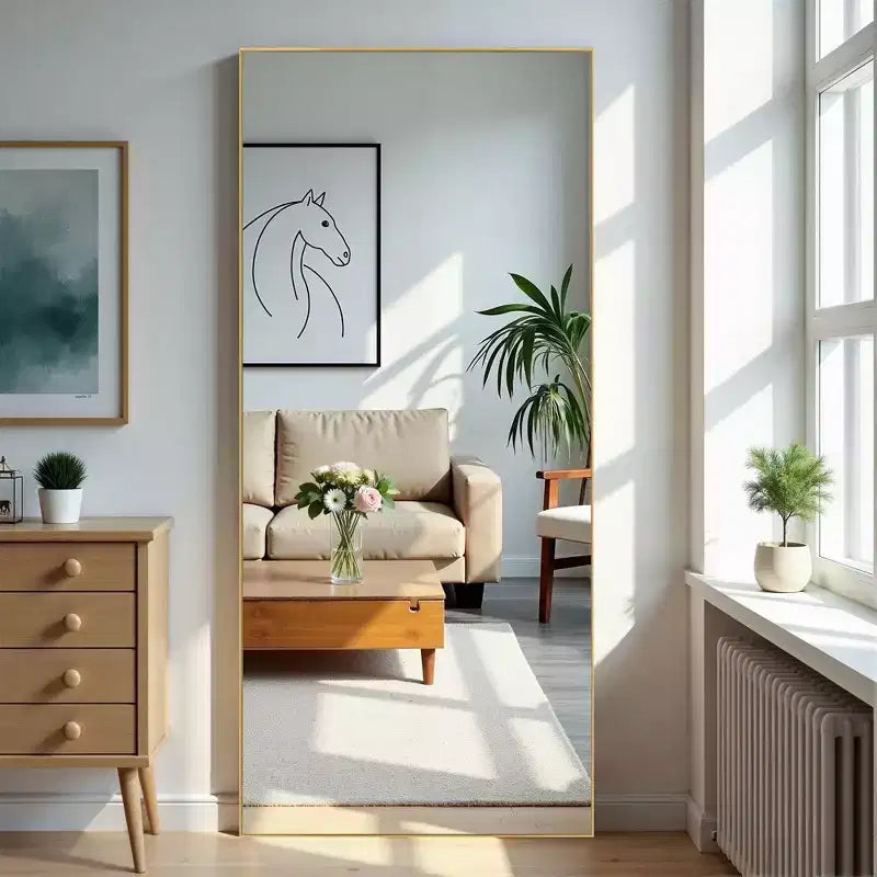 Miroir pleine longueur en alliage d'aluminium avec support 71"H × 31"L