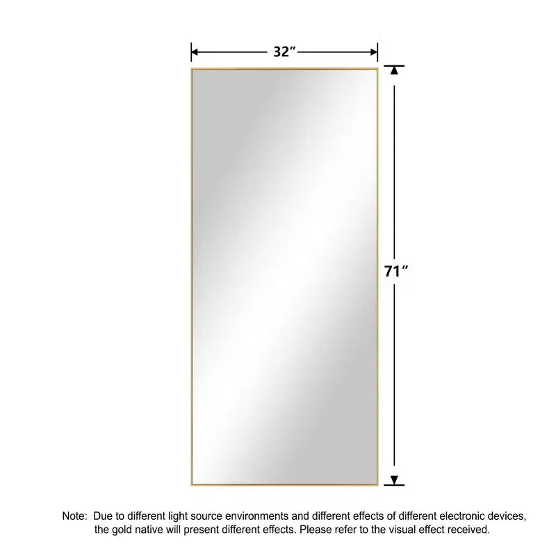 Miroir pleine longueur en alliage d'aluminium avec support 71"H × 31"L