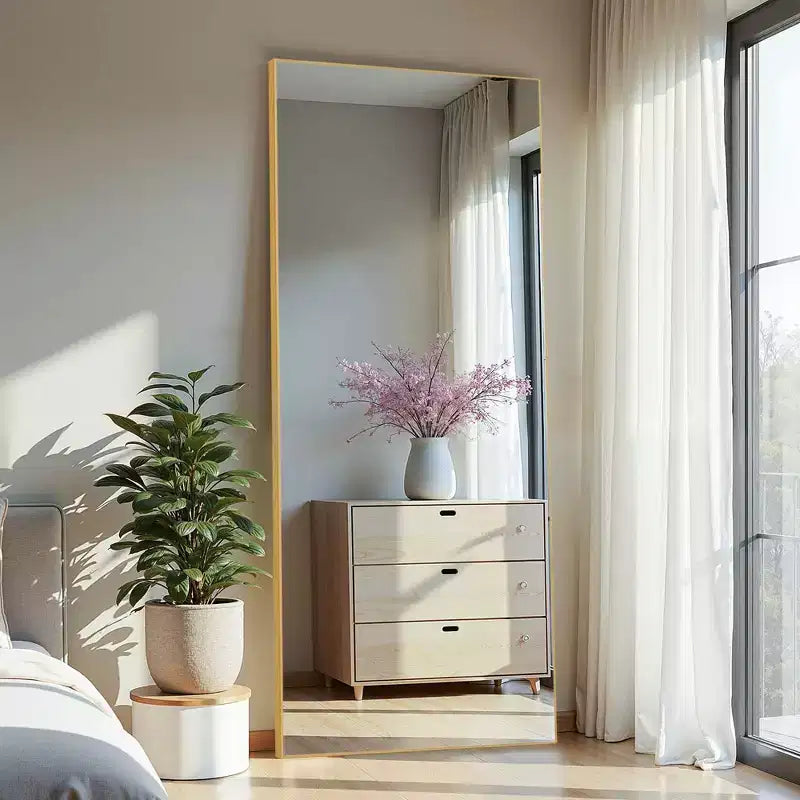 Miroir pleine longueur en alliage d'aluminium avec support 71"H × 31"L
