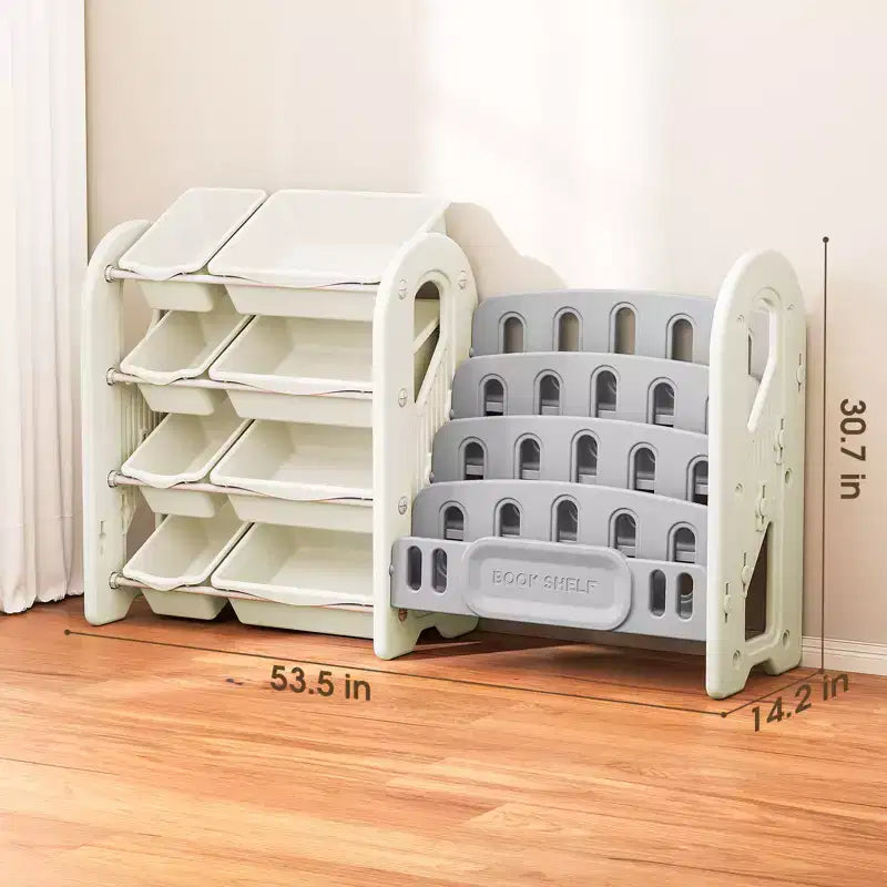 Étagère à livres et organisateur de jouets en PEHD pour enfants avec bacs de rangement 136 cm L