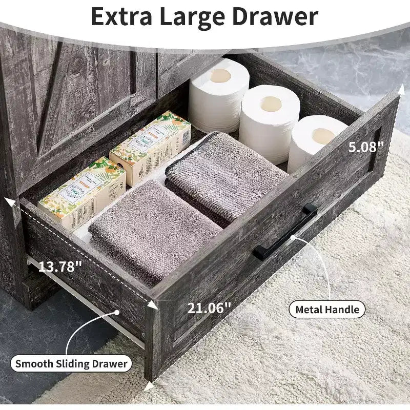 Meuble-lavabo de salle de bain en bois avec évier et tiroir de rangement, 61 cm de large