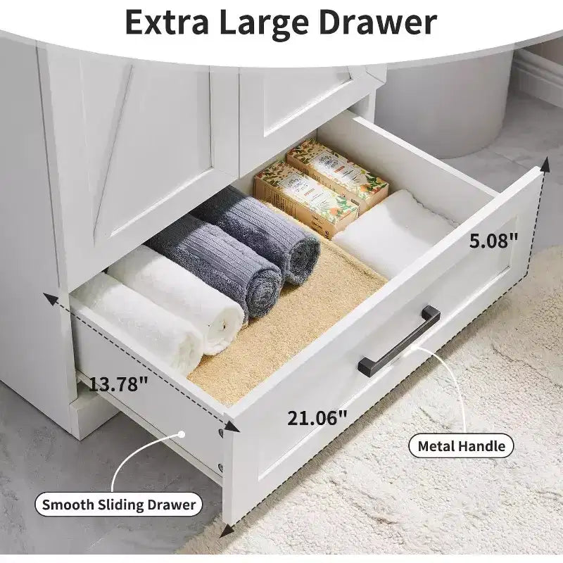 Meuble-lavabo de salle de bain en bois avec évier et tiroir de rangement, 61 cm de large