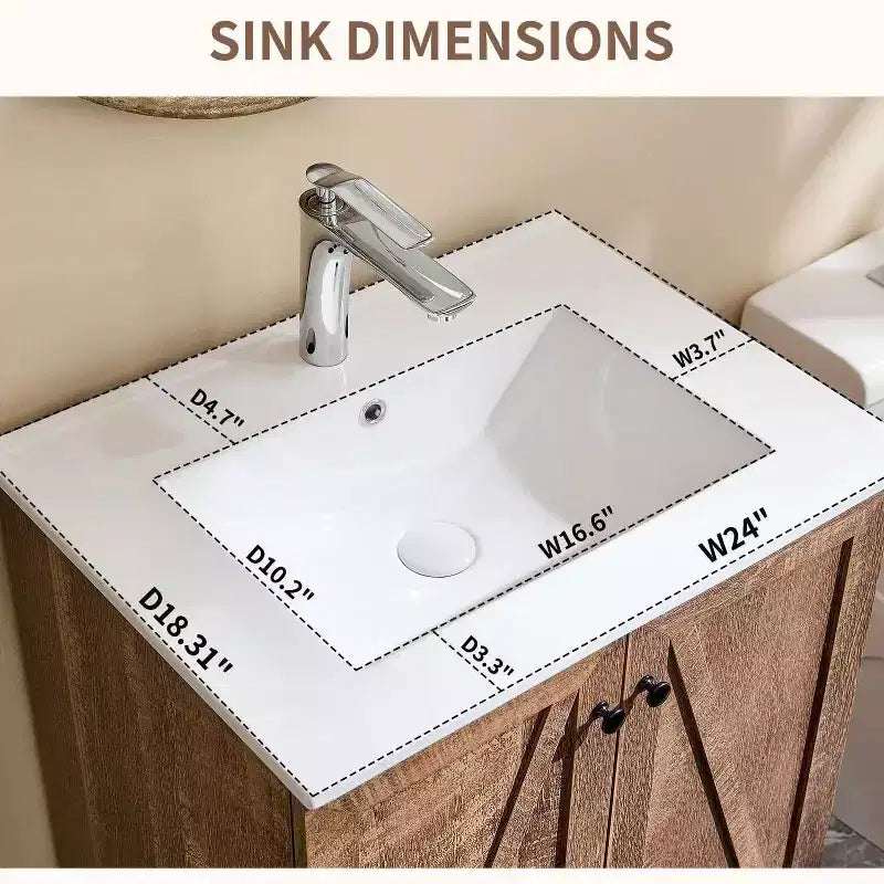 Meuble-lavabo de salle de bain en bois avec évier et tiroir de rangement, 61 cm de large