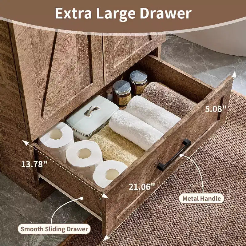 Meuble-lavabo de salle de bain en bois avec évier et tiroir de rangement, 61 cm de large