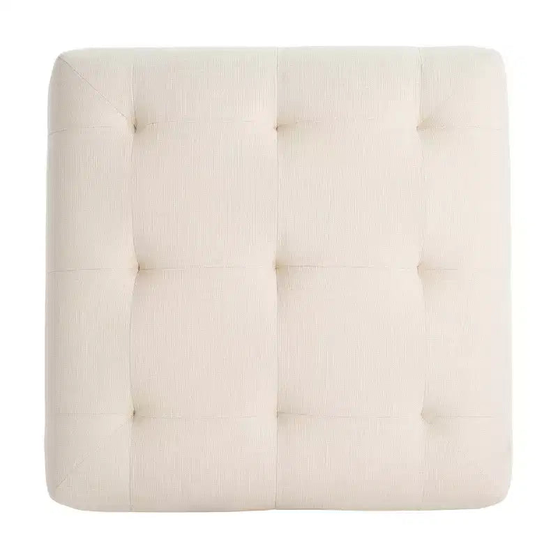 Pouf carré capitonné en lin Pieds en hévéa 80 cm (l) x 42 cm (H)