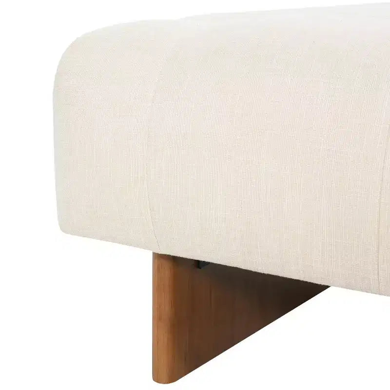 Pouf carré capitonné en lin Pieds en hévéa 80 cm (l) x 42 cm (H)
