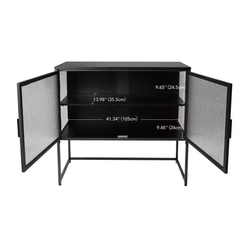 Meuble de rangement à double couche en MDF et verre 110 cm (L) × 91,5 cm (H)
