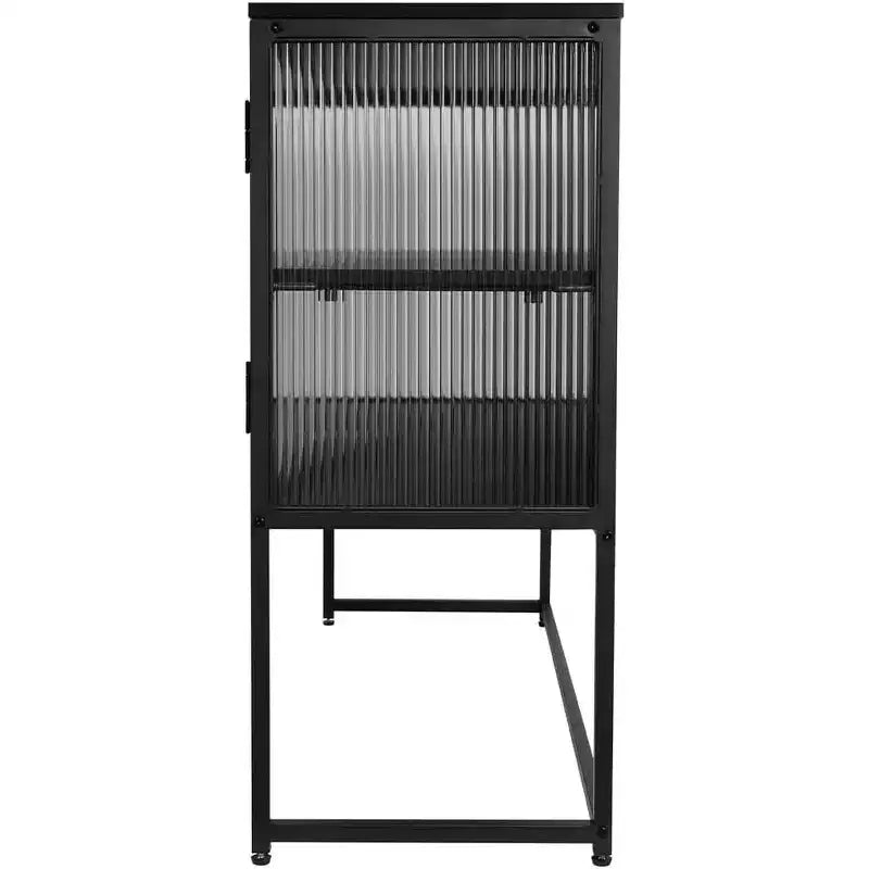 Meuble de rangement à double couche en MDF et verre 110 cm (L) × 91,5 cm (H)