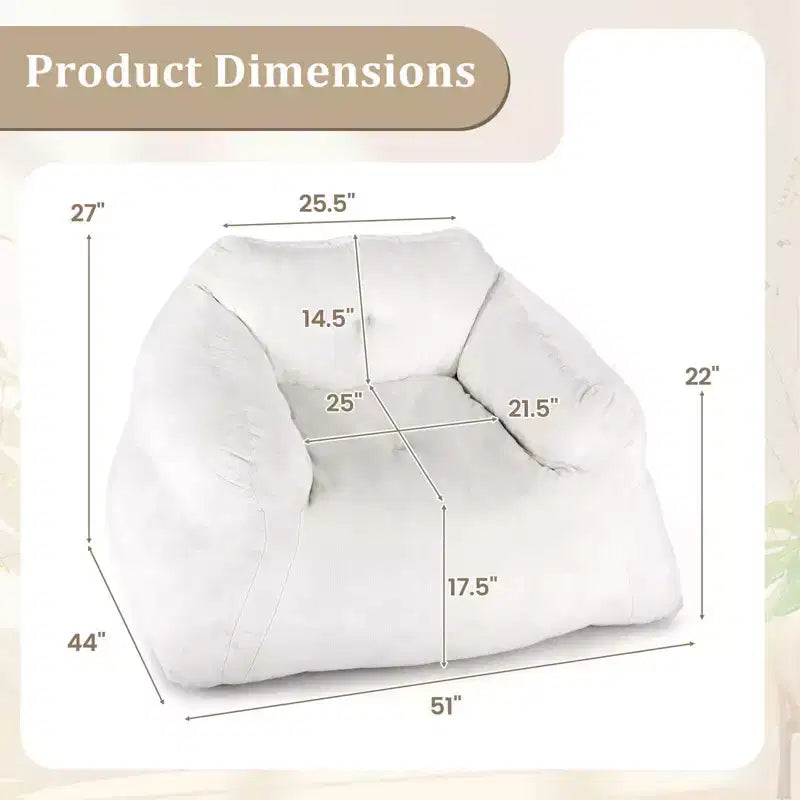 Pouf poire en velours avec accoudoirs 130 cm L x 112 cm l