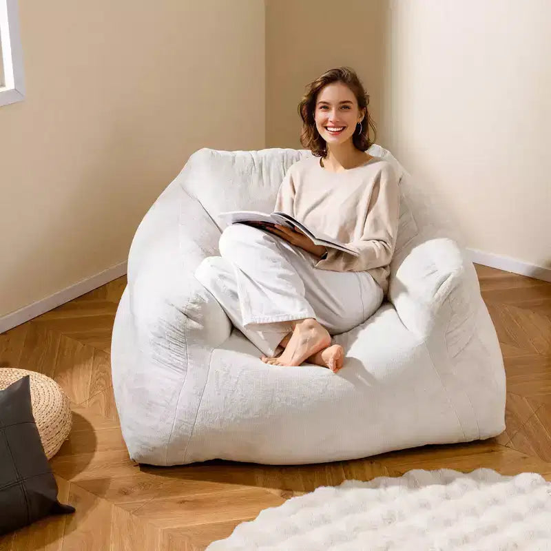 Pouf poire en velours avec accoudoirs 130 cm L x 112 cm l