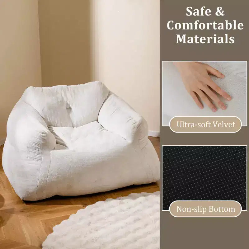 Pouf poire en velours avec accoudoirs 130 cm L x 112 cm l
