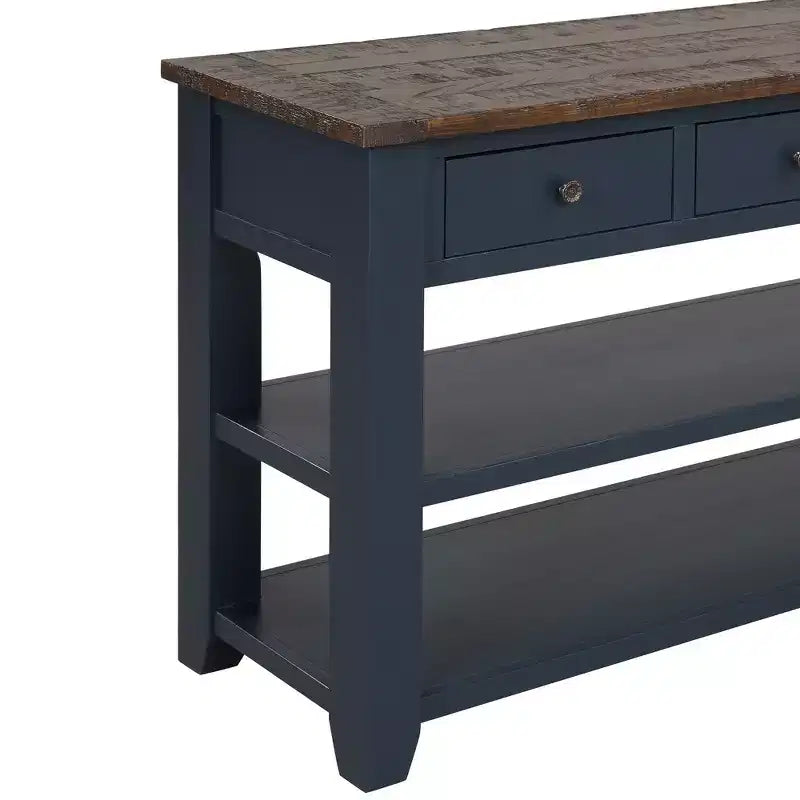 Console en pin massif avec 3 tiroirs de 122 cm de large