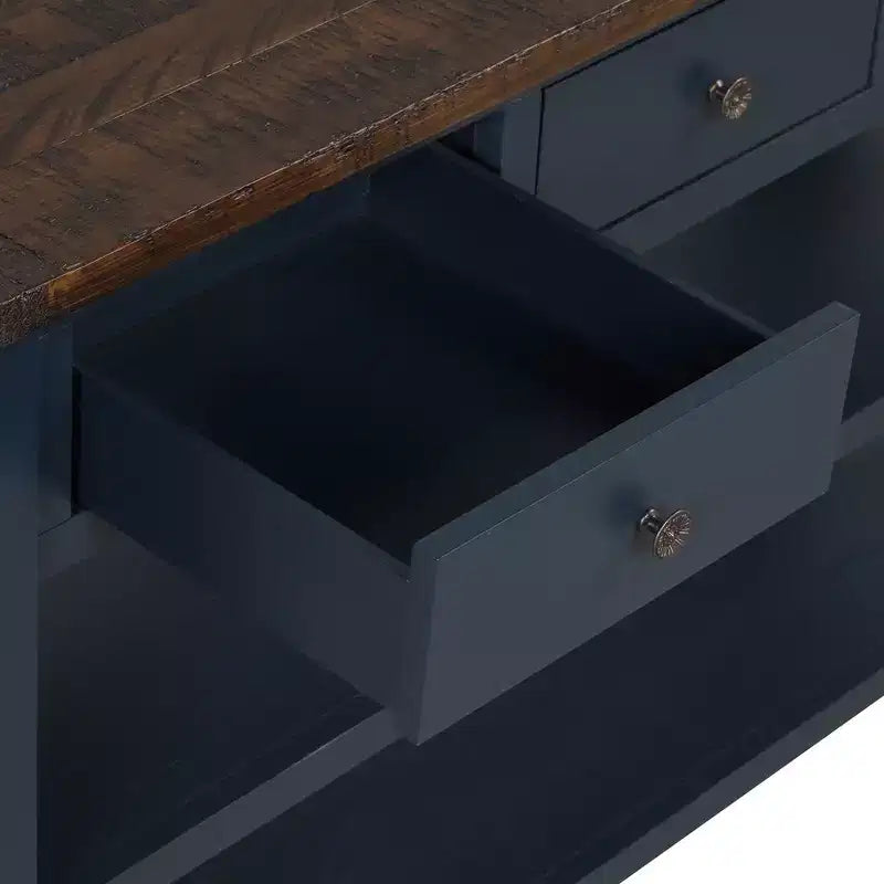 Console en pin massif avec 3 tiroirs de 122 cm de large