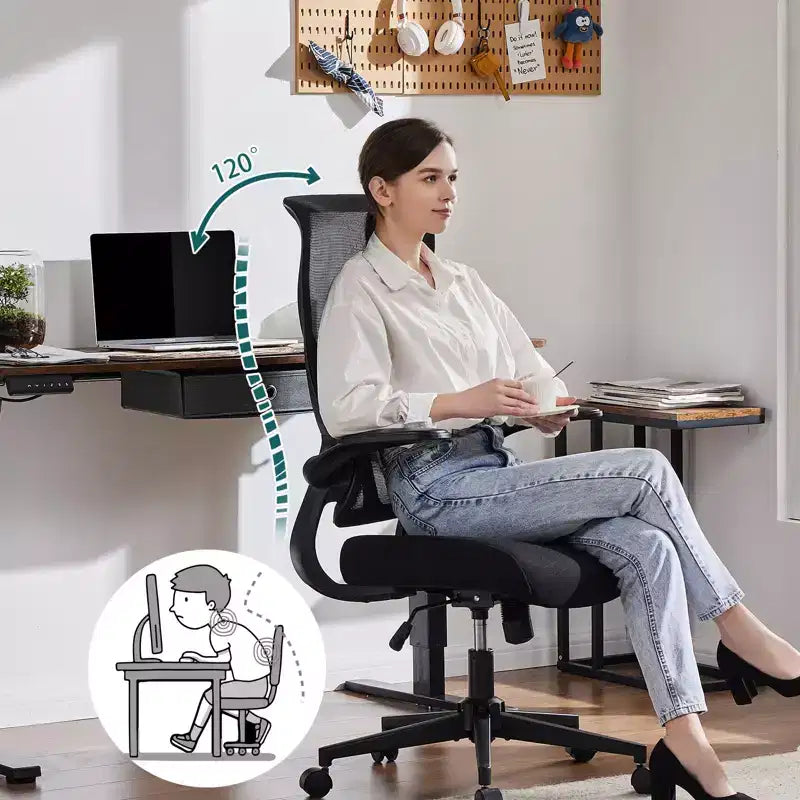 Chaise de bureau pivotante en maille réglable avec accoudoirs, hauteur d'assise de 25 po