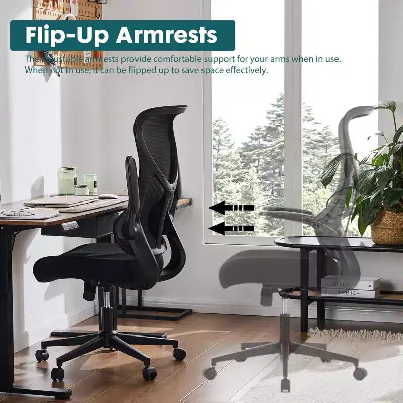 Chaise de bureau pivotante en maille réglable avec accoudoirs, hauteur d'assise de 25 po