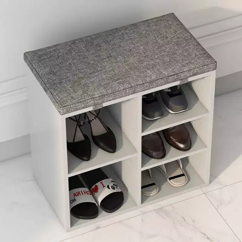 Banc de rangement à chaussures en bois avec coussin 104 cm L × 10 casiers