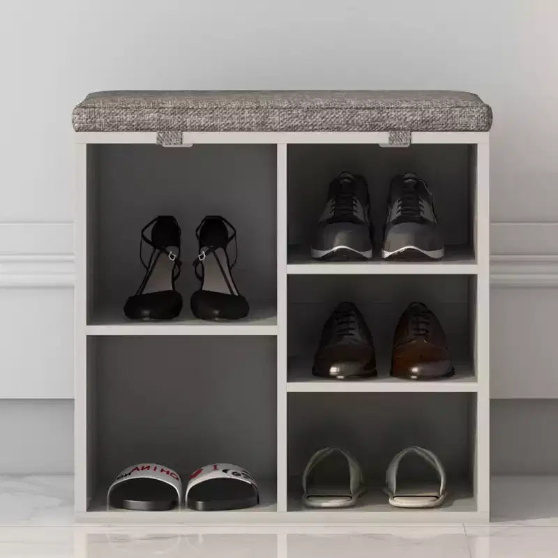 Banc de rangement à chaussures en bois avec coussin 104 cm L × 10 casiers