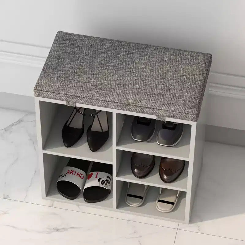Banc de rangement à chaussures en bois avec coussin 104 cm L × 10 casiers