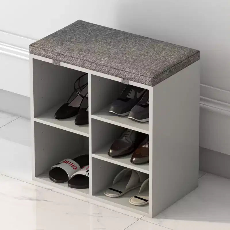 Banc de rangement à chaussures en bois avec coussin 104 cm L × 10 casiers