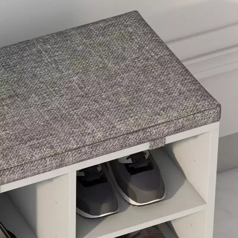 Banc de rangement à chaussures en bois avec coussin 104 cm L × 10 casiers