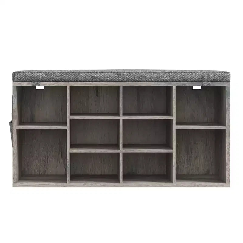 Banc de rangement à chaussures en bois avec coussin 104 cm L × 10 casiers