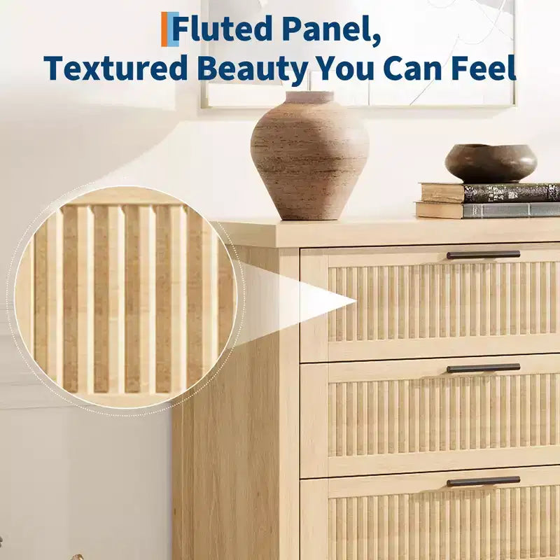 Commode 4 tiroirs cannelés en MDF 77 cm L × 90 cm H