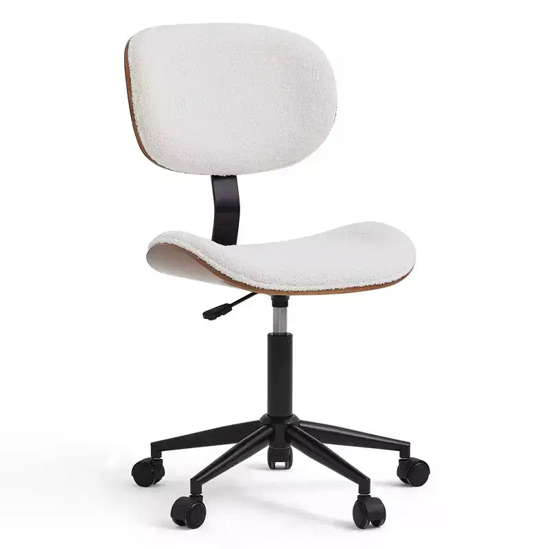 Chaise de bureau sans accoudoirs en similicuir et bois courbé, hauteur 43,31 po
