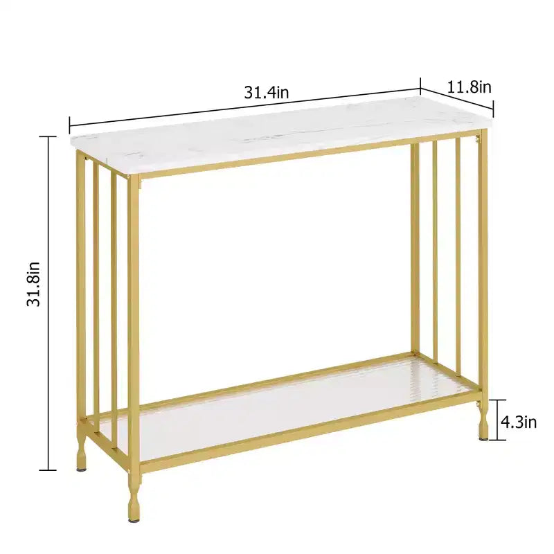 Console en MDF et Métal avec Étagère en Verre 85 cm (L)