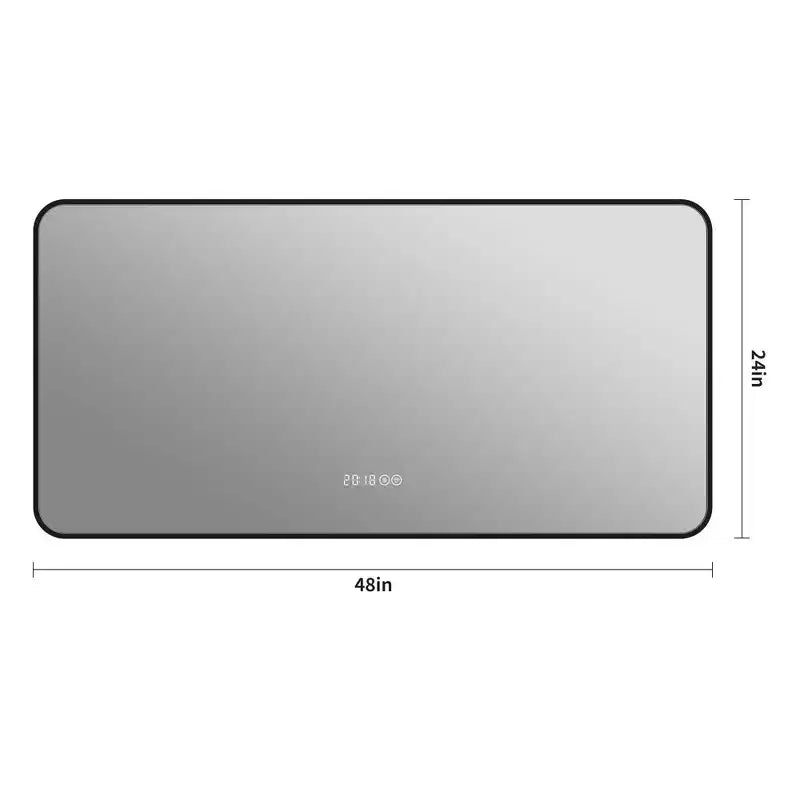 Miroir de salle de bain en alliage d'aluminium avec lumière LED et anti-buée 48"L × 24"H