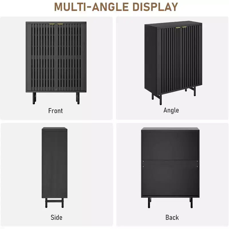 Meuble à chaussures 6 niveaux en MDF avec portes persiennes, 24 paires, 43 kg