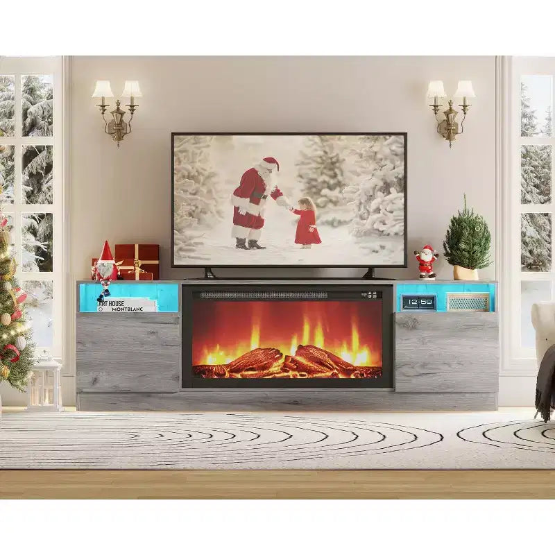 Meuble TV en MDF avec rangement pour téléviseurs jusqu'à 75" 70"L 81,1 lbs