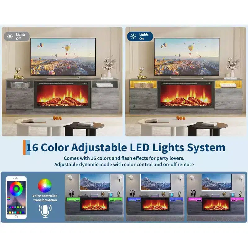 Meuble TV en MDF avec rangement pour téléviseurs jusqu'à 75" 70"L 81,1 lbs