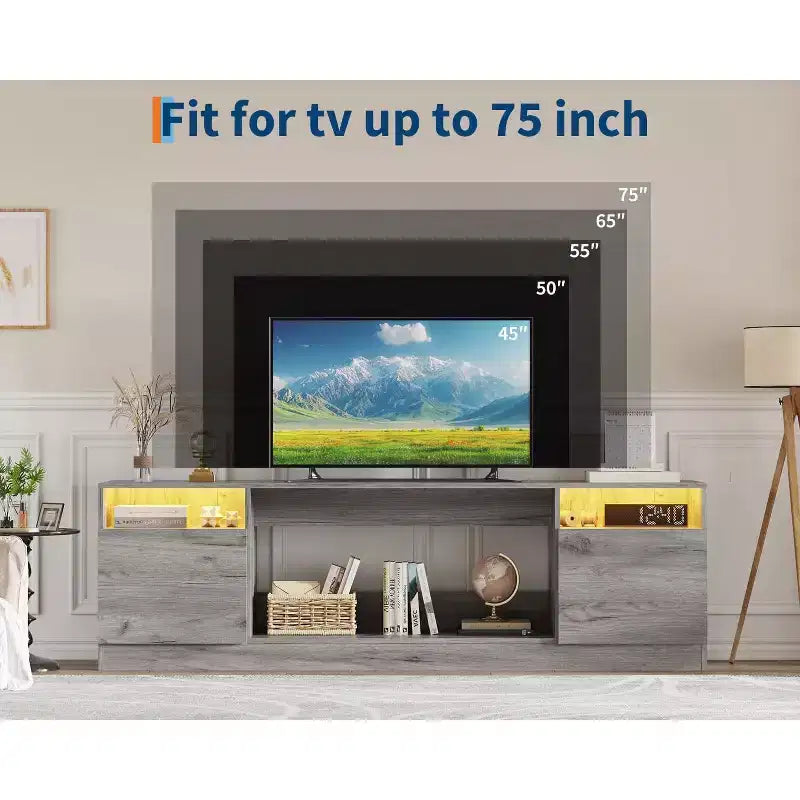 Meuble TV en MDF avec rangement pour téléviseurs jusqu'à 75" 70"L 81,1 lbs