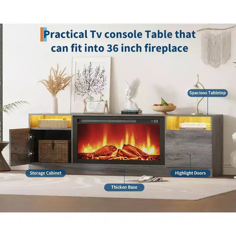 Meuble TV en MDF avec rangement pour téléviseurs jusqu'à 75" 70"L 81,1 lbs