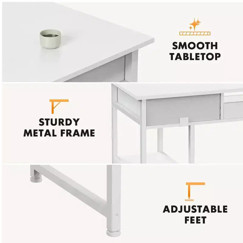 Bureau métallique avec 2 tiroirs et étagères ouvertes 122 cm (L) 7,7 kg
