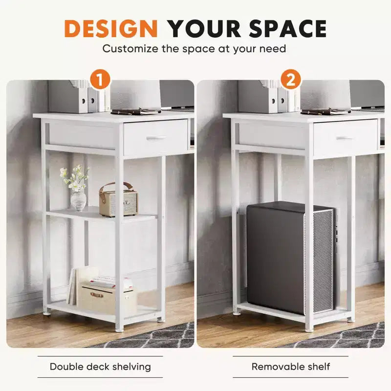 Bureau métallique avec 2 tiroirs et étagères ouvertes 122 cm (L) 7,7 kg