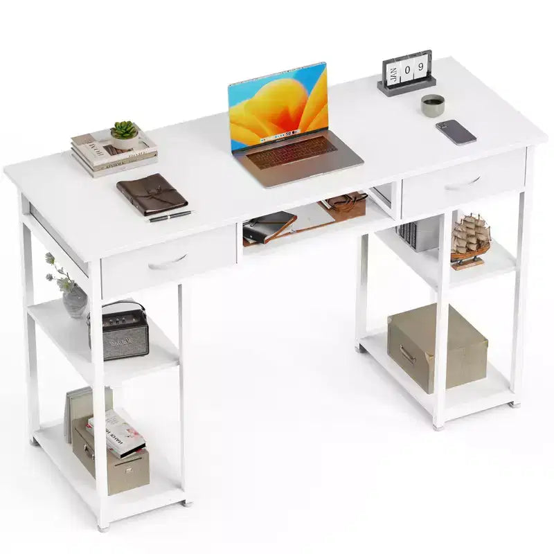 Bureau métallique avec 2 tiroirs et étagères ouvertes 122 cm (L) 7,7 kg