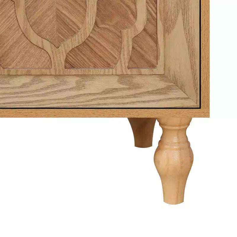 Buffet-bahut en bois avec portes sculptées et poignées métalliques 80 lb