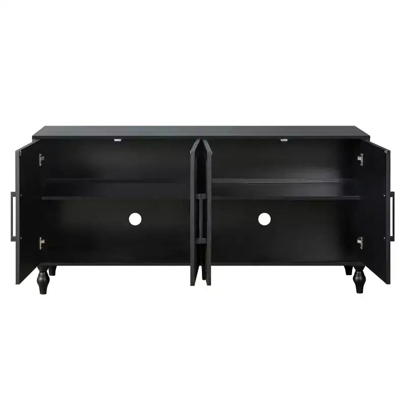 Buffet-bahut en bois avec portes sculptées et poignées métalliques 80 lb