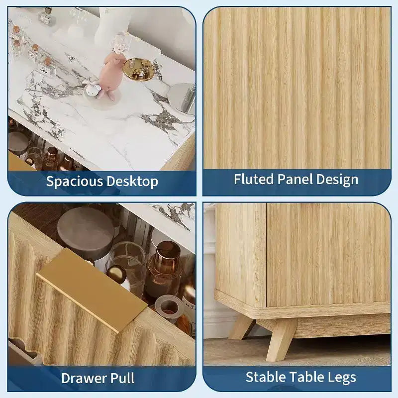 Commode cannelée en MDF à 7 tiroirs 137 cm L 60,3 kg