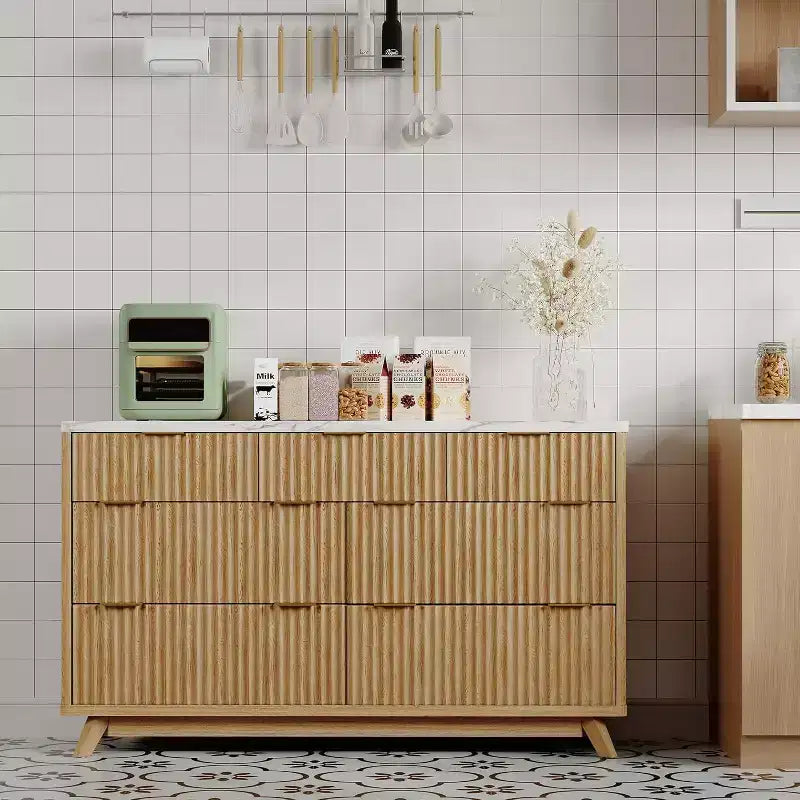 Commode cannelée en MDF à 7 tiroirs 137 cm L 60,3 kg