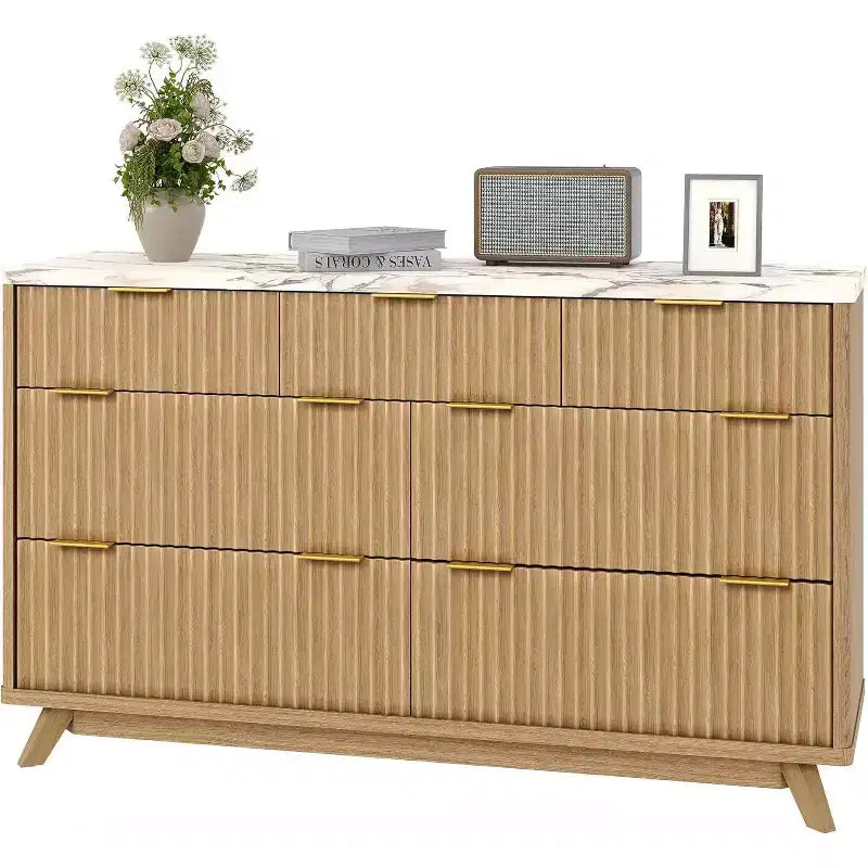 Commode cannelée en MDF à 7 tiroirs 137 cm L 60,3 kg
