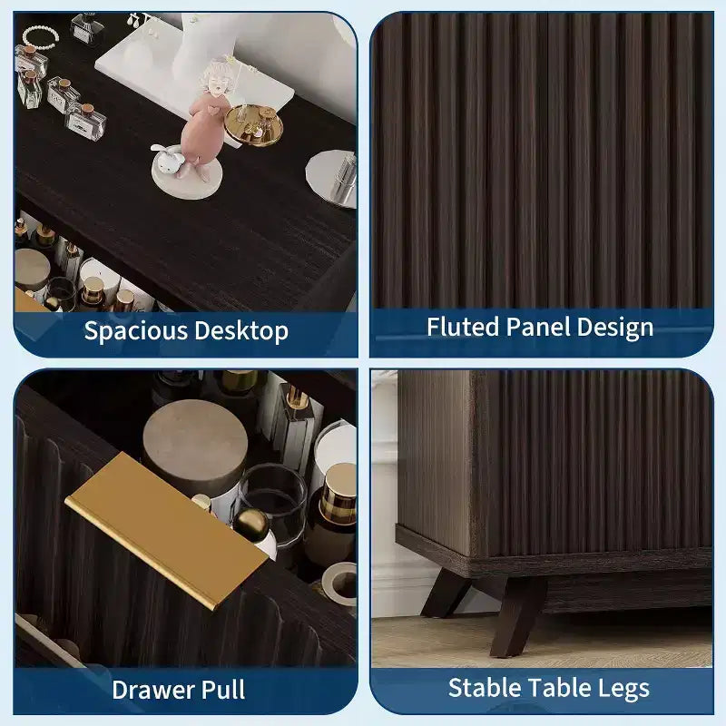 Commode cannelée en MDF à 7 tiroirs 137 cm L 60,3 kg
