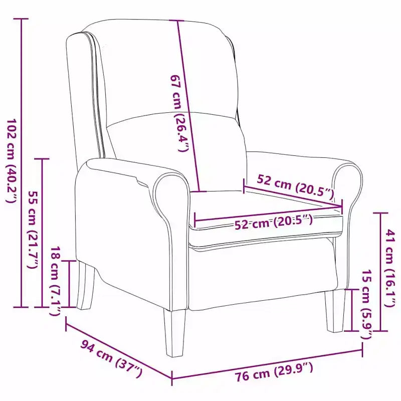 Fauteuil en tissu, cadre en bois composite 76 × 94 × 102 cm