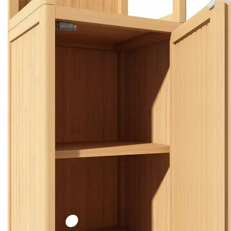 Meuble de rangement haut et étroit en bambou avec porte à persiennes et 3 étagères 15 kg