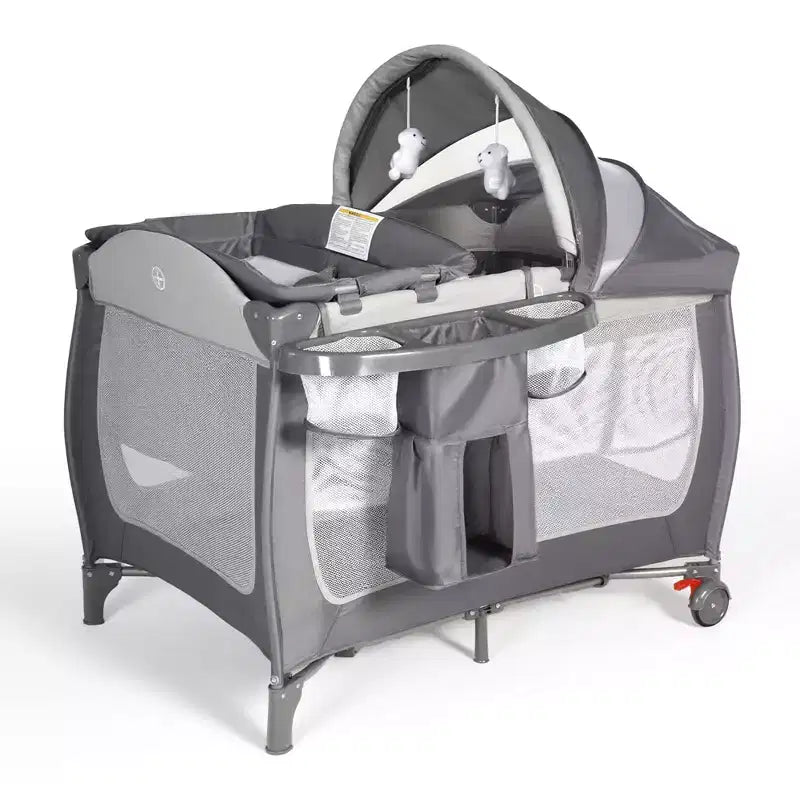 Berceau portable 4-en-1 en fer pour bébé avec table à langer et rangement 9,75 kg